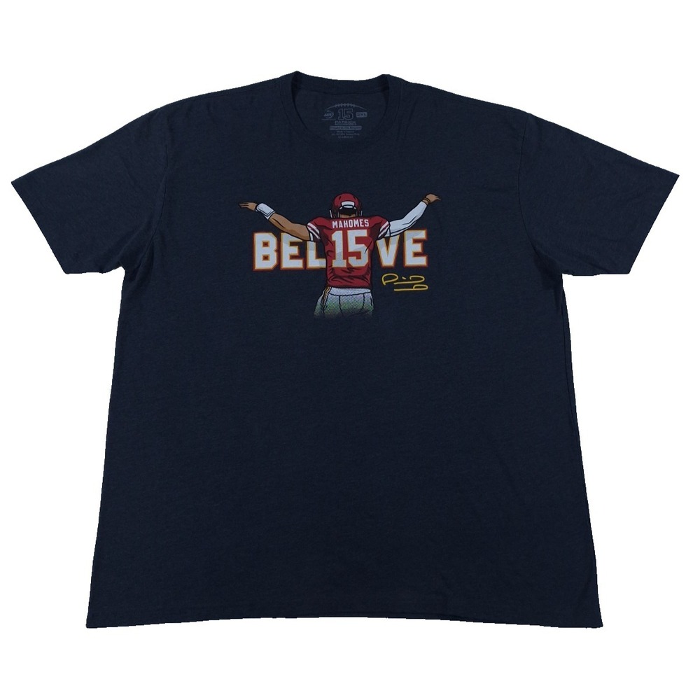 Patrick Mahomes Believe 15 T-Shirt Men's 3XL‎ Kansas City Football Tee